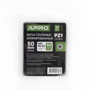 Бита РZ1*50мм хром (10шт/уп) APRO №7