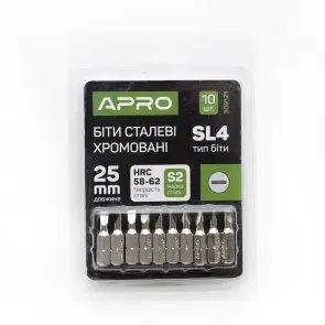 Бита SL4*25мм хром, 10шт/уп APRO №2