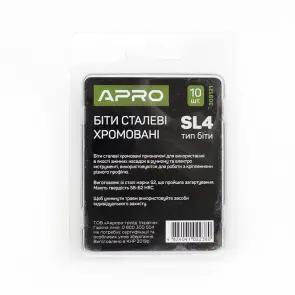 Бита SL4*25мм хром, 10шт/уп APRO №7