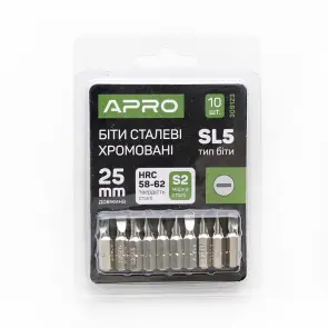 Біта SL5*25мм хром, 10шт/уп APRO №2