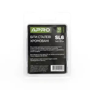 Бита SL6*25мм хром, 10шт/уп APRO №7