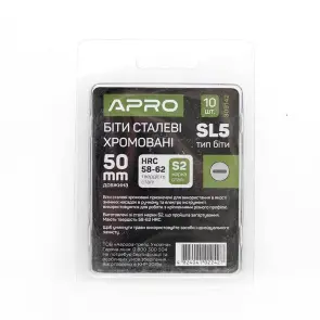 Бита SL5*50мм хром, 10шт/уп APRO №7