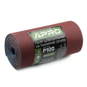 Бумага шлифовальная P100 рулон 200мм*10м (тканевая основа) APRO №1