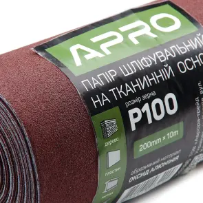 Бумага шлифовальная P100 рулон 200мм*10м (тканевая основа) APRO №4