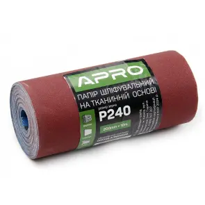 Бумага шлифовальная P240 рулон 200мм*10м (тканевая основа) APRO №1