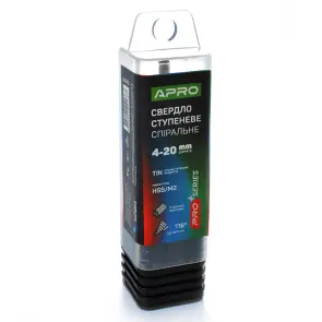 Свердло ступеневе спіральне Ø4-20мм (сталь 6542) APRO №2