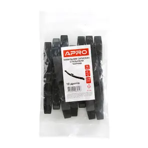 Кабельний затискач для 10 дротів чорний (пач. 10шт.) APRO №4