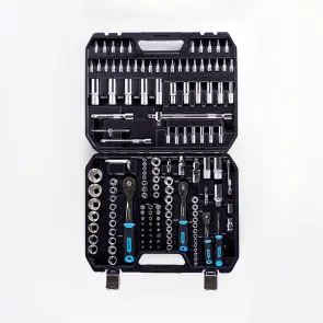 Набор насадок (инструментов) торцевых c трещоткой CrV 1/4, 3/8, 1/2 (90Т) (150шт) APRO №4
