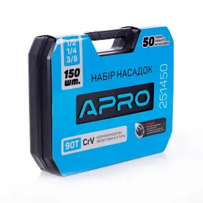Набор насадок (инструментов) торцевых c трещоткой CrV 1/4, 3/8, 1/2 (90Т) (150шт) APRO №6