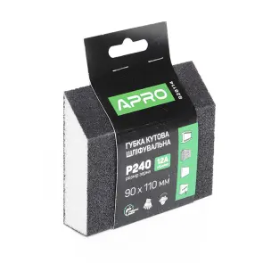 Губка шлифовальная четырехсторонняя угловая P240 APRO №3