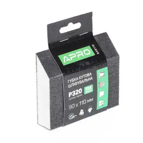 Губка шлифовальная четырехсторонняя угловая P320 APRO №3