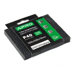 Губка шліфувальна двостороння Р40 125х100х12мм APRO №3