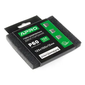 Губка шліфувальна двостороння Р60 125х100х12мм APRO №3
