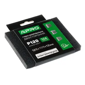 Губка шлифовальная двухсторонняя Р100 125х100х12мм APRO №3