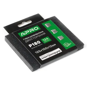 Губка шліфувальна двостороння Р180 125х100х12мм APRO №3