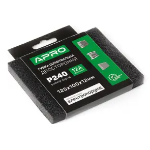 Губка шлифовальная двухсторонняя Р240 125х100х12мм APRO №3