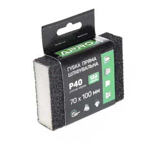 Губка шлифовальная APRO четырехсторонняя прямая P40 №3