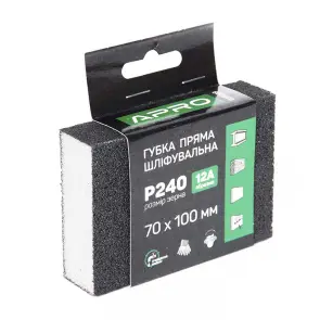 Губка шлифовальная APRO четырехсторонняя прямая P240 №3