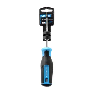 Отвертка крестовая обрезиненная рукоятка CrV PH2x100 (Phillips) APRO №4