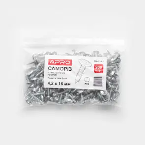 Саморез с пресс-шайбой 4,2*25 острый цинк белый (ящ. 6000шт) APRO №6
