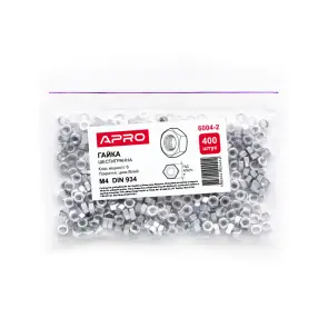 Гайка шестигранная М4 DIN 934 кл. пр. 6 цинк белый (пач 400шт) APRO №5