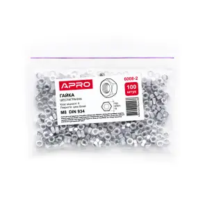 Гайка шестигранна М8 DIN 934 кл. міц. 6 цинк білий (пач 100шт) APRO №5