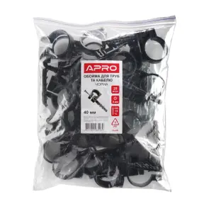 Обойма для труб і кабелю 50мм чорна (пач. 25шт.) APRO №3