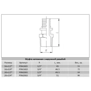 Муфта натяжная Raftec ЗЗ 25х1" PSN2503 №5