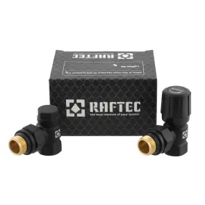 Комплект для подключения радиатора угловой Raftec BLACK 1/2" DKU11-B №1