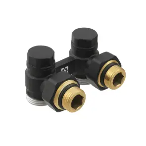 Узел нижнего подключения радиатора Raftec BLACK угловой 1/2"х3/4" DHRKA11-B №2