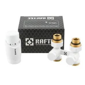 Термокомплект нижнего подключения прямой с термоголовкой Raftec WHITE DSHU11-W №1