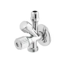 Кран приладовий кутовий Raftec Silver 1/2"x3/8"x3/4" VYU0100502