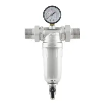 Самопромывочный фильтр с манометром для холодной воды 1" Raftec