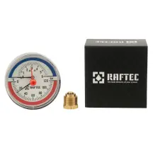 Термоманометр аксиальный (сзади) Raftec 6 бар 1/2" ф80 мм