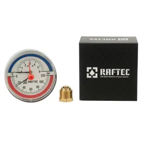 Термоманометр аксіальний (позаду) Raftec 6 бар 1/2" ф80 мм №1