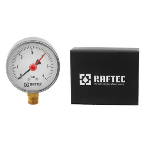 Манометр радіальний (низ) Raftec 6 бар 1/4" ф63 мм №1