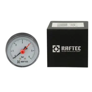 Манометр аксіальний (позаду) Raftec 6 бар 1/4" ф63 мм №1