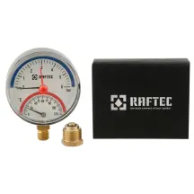 Термоманометр радиальный Raftec (низ) 6 бар 1/2" ф80 мм