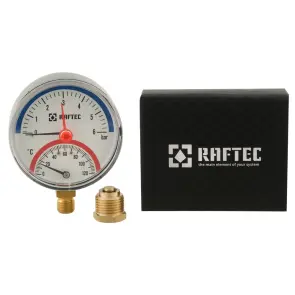 Термоманометр радіальний Raftec (низ) 6 бар 1/2" ф80 мм №1