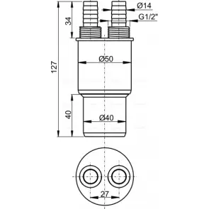 Перехідна муфта 40/50хG1/2" Alcaplast AKS6 №2