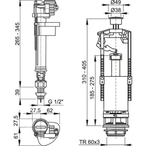Сливной комплект Alcaplast SA2000S 1/2" CHROM №2