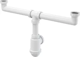 Сифон для двойной мойки с НГ 6/4" и подводкой Alcaplast A448-DN50/40