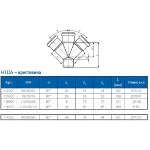 Хрестовина внутрішня OSTENDORF HT Safe ф110х50х50мм 67° №3