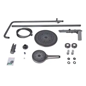 Душова система універсальна Qtap Slavonice на три споживачі (з виливом) QTSLA111GMB45905 Gunmetal Black PVD №12