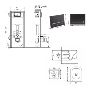 Готовое решение Qtap для ванной комнаты: подвесной унитаз Gemini Ultra Quiet 485×340×350 + комплект установки Nest 4 в 1 (линейная клавиша Matt Black) №2