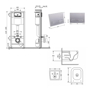 Готовое решение Qtap для ванной комнаты: подвесной унитаз Gemini Ultra Quiet 485×340×350 + комплект установки Nest 4 в 1 (линейная клавиша Satin) №2