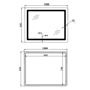 Зеркало Lidz Kubis (KU2) 1200х800 с LED-подсветкой Touch, с антизапотеванием, с димером, рег. яркости LDKUB120080049007 №2