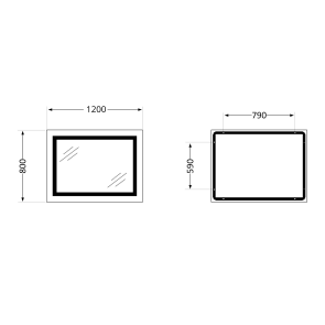 Зеркало Lidz Kubis (KU1) 1200х800 с LED-подсветкой Touch, с антизапотеванием, с димером, рег. яркости LDKUB120080049008 №2