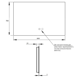 Дзеркало Qtap Taurus (TA1) 800×700 мм з LED-підсвічуванням Touch, з антизапотіванням, з димером, рег. темп. кольору (3000-6500K) QTTAU80070048954 №2