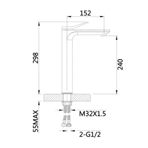 Смеситель для раковины Qtap Presto высокий QTPRE269GRP45582 Graphite №2